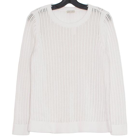 NWT Talbots Sweater Minimalist Cozy Scandi Boho Beachy Preppy Open Knit White PL - Picture 1 of 5